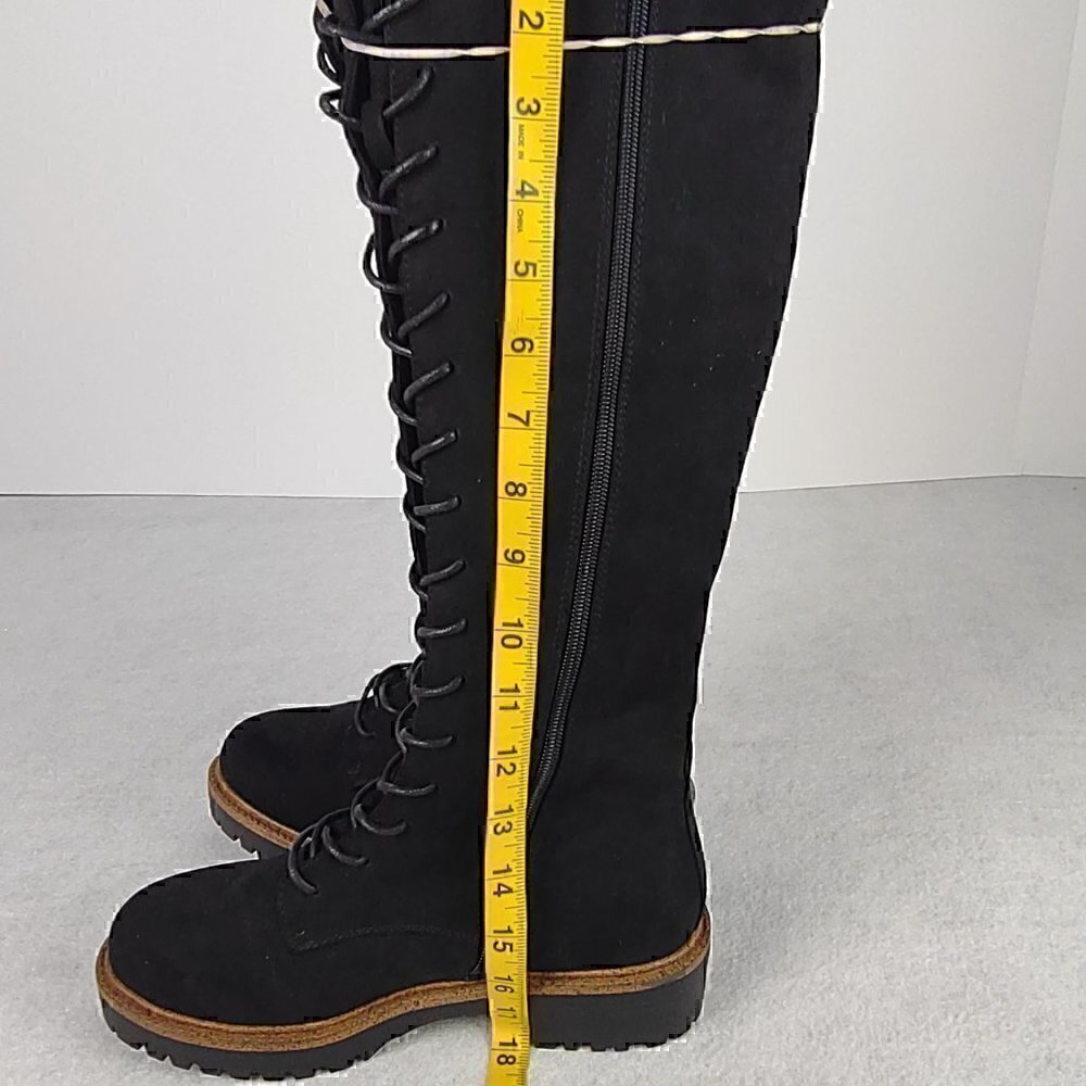 ASOS DESIGN Carolina Chunky Lace Up Knee High Boots In Black Size 5 (NWOT) - Picture 7 of 12
